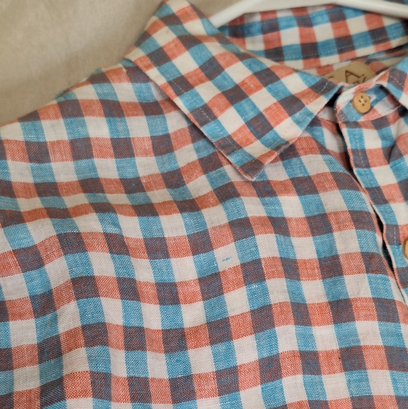 Jos A Bank Linen Men's Blue Plaid Short Sleeve Shirt Size XL - Picture 5 of 9